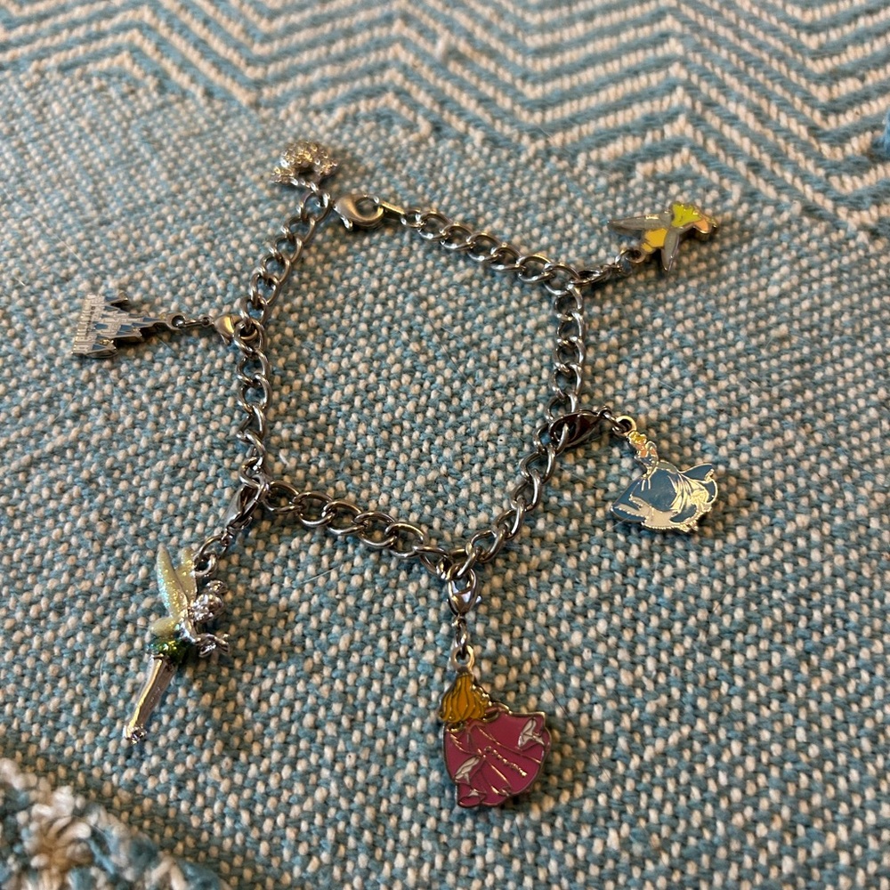 Charming Silver Disney Bracelet with Princess/TinkerBell Charms